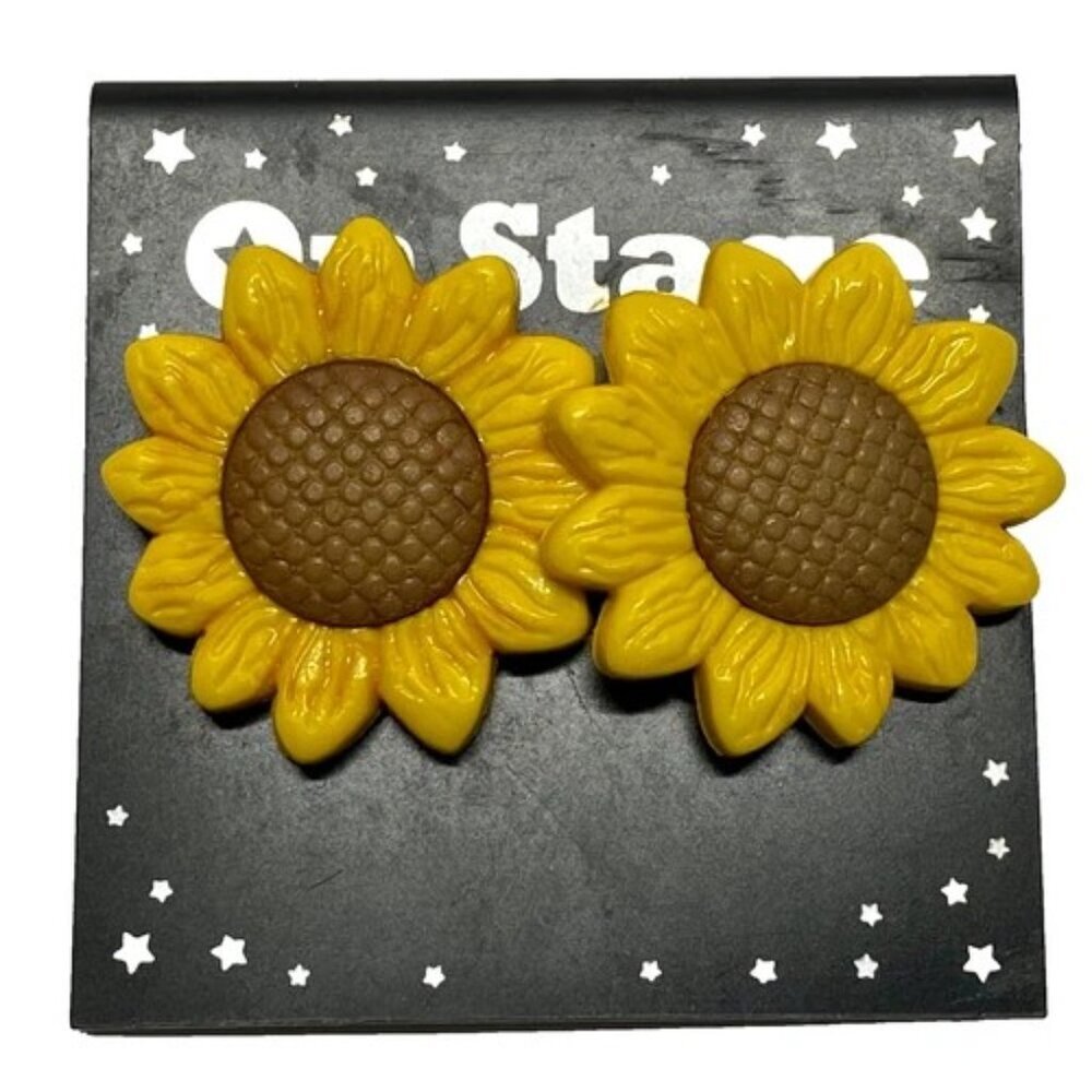 On Stage Sunflower Earrings Women's Pierced Ears Fashion Stud Post Jewelry NWT‎